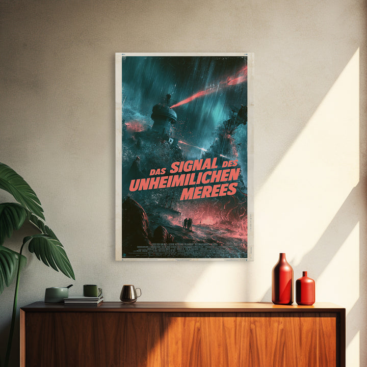 The Signal Of The Eldritch Sea, German Language Horror Movie Poster, 1960s Horror Art, Classic Monster Poster, Canvas Print