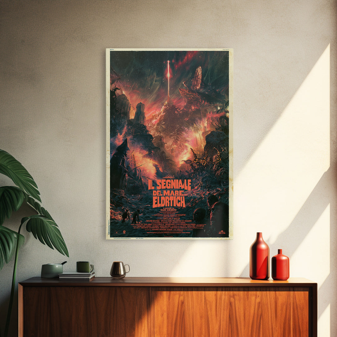 The Signal Of The Eldritch Sea, Italian Language Horror Movie Poster, 1970s Horror Art, Gothic Cinema Wall Art, Framed Canvas Print