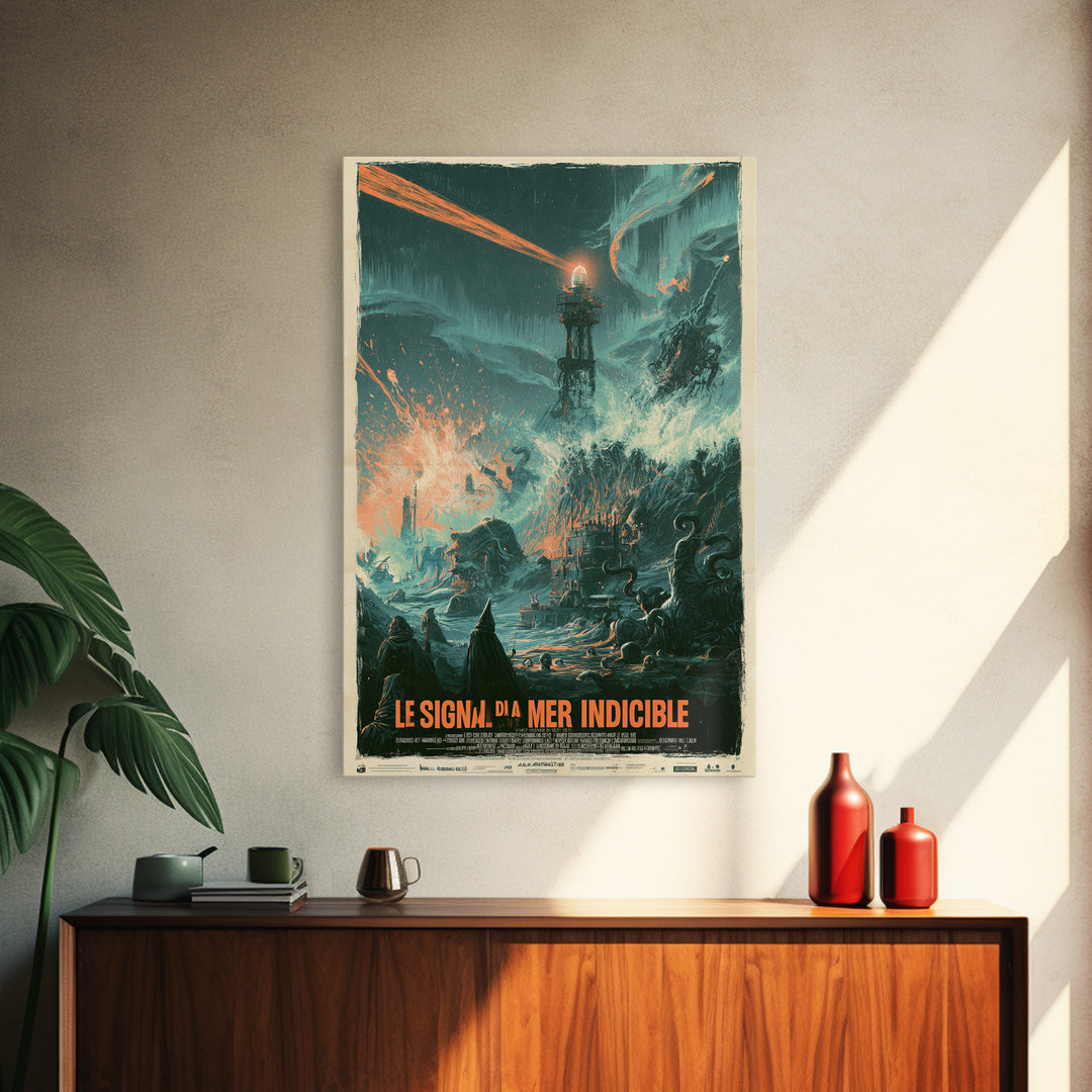The Signal Of The Eldritch Sea, French Language Horror Movie Poster, 1960s Horror Art, Classic Monster Poster, Canvas Print