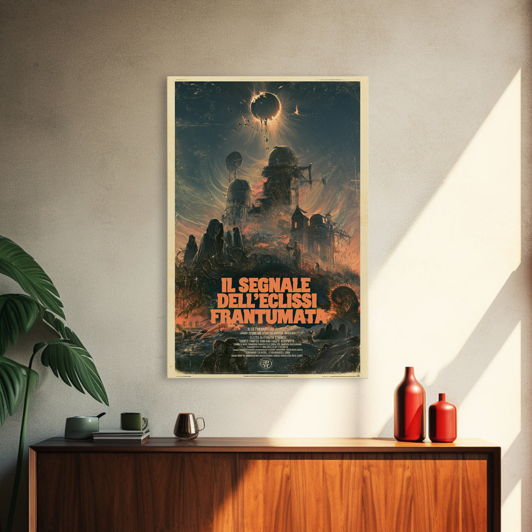 The Signal Of The Shattered Eclipse, Italian Language Horror Movie Poster, 1970s Horror Art, Gothic Cinema Wall Art, Framed Canvas Print