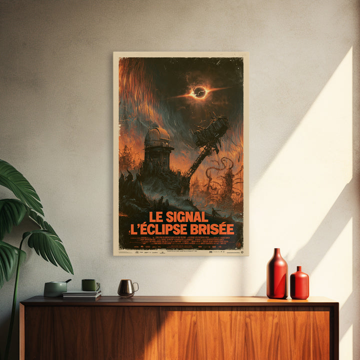 The Signal Of The Shattered Eclipse, French Language Horror Movie Poster, 1960s Horror Art, Eldritch Cinema Wall Art, Framed Canvas Print