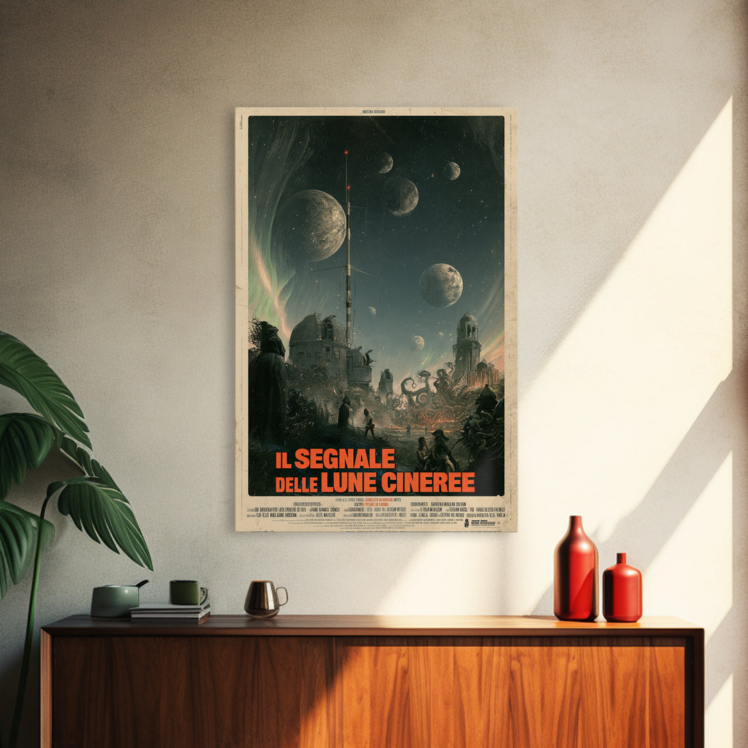 The Signal Of Ashen Moons, Italian Language Horror Movie Poster, 1970s Horror Art, Lovecraftian Horror Poster, Framed Canvas Print