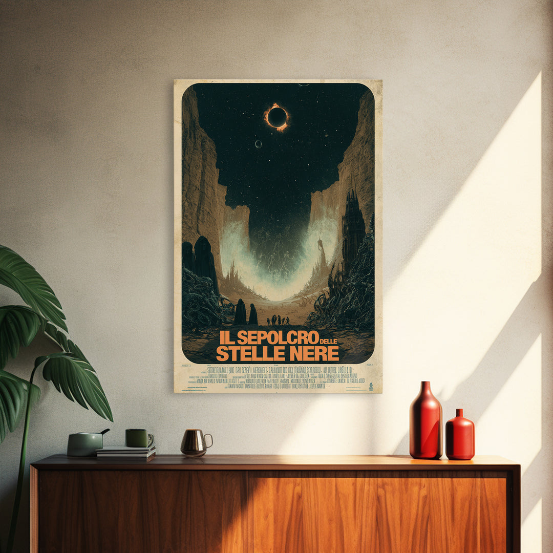 The Tomb Of Black Stars, Italian Language Horror Movie Poster, 1970s Horror Art, Eldritch Cinema Wall Art, Framed Canvas Print