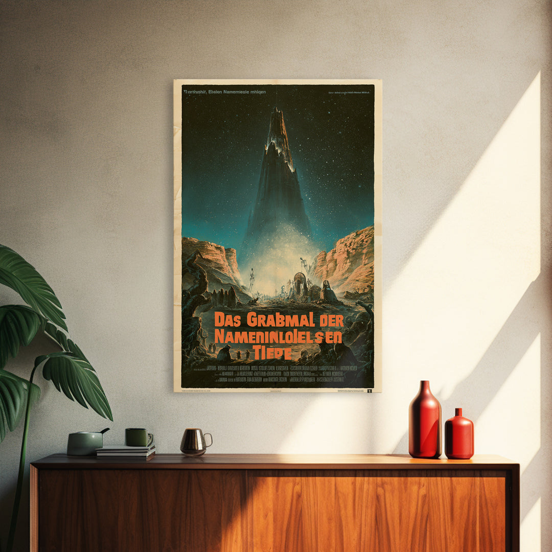 The Tomb Of The Nameless Deep, German Language Horror Movie Poster, 1960s Horror Art, Eldritch Cinema Wall Art, Framed Canvas Print