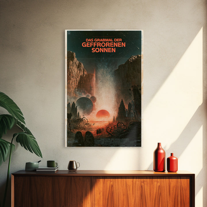 The Tomb Of Frozen Suns, German Language Horror Movie Poster, 1960s Horror Art, Eldritch Cinema Wall Art, Framed Canvas Print