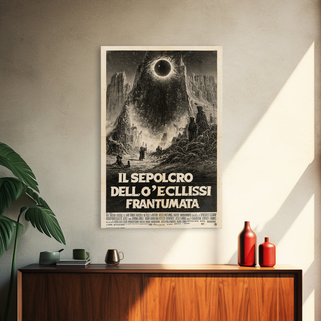The Tomb Of The Shattered Eclipse, Italian Language Horror Movie Poster, 1970s Horror Art, Eldritch Cinema Wall Art, Framed Canvas Print