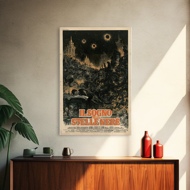 The Dream Of Black Stars, Italian Language Horror Movie Poster, 1970s Horror Art, Eldritch Cinema Wall Art, Framed Canvas Print