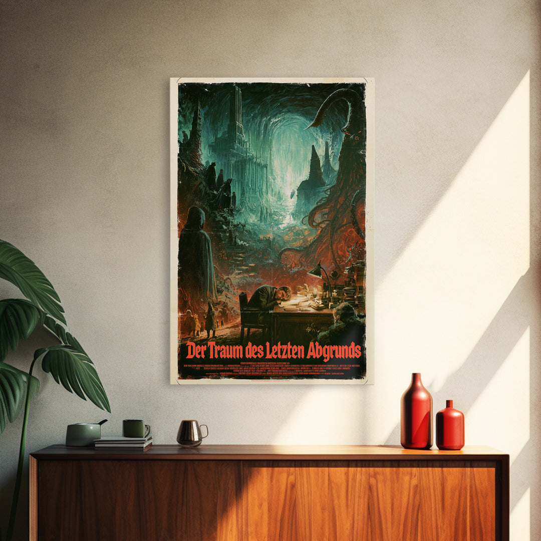 The Dream Of The Last Abyss, German Language Horror Movie Poster, 1960s Horror Art, Eldritch Cinema Wall Art, Framed Canvas Print