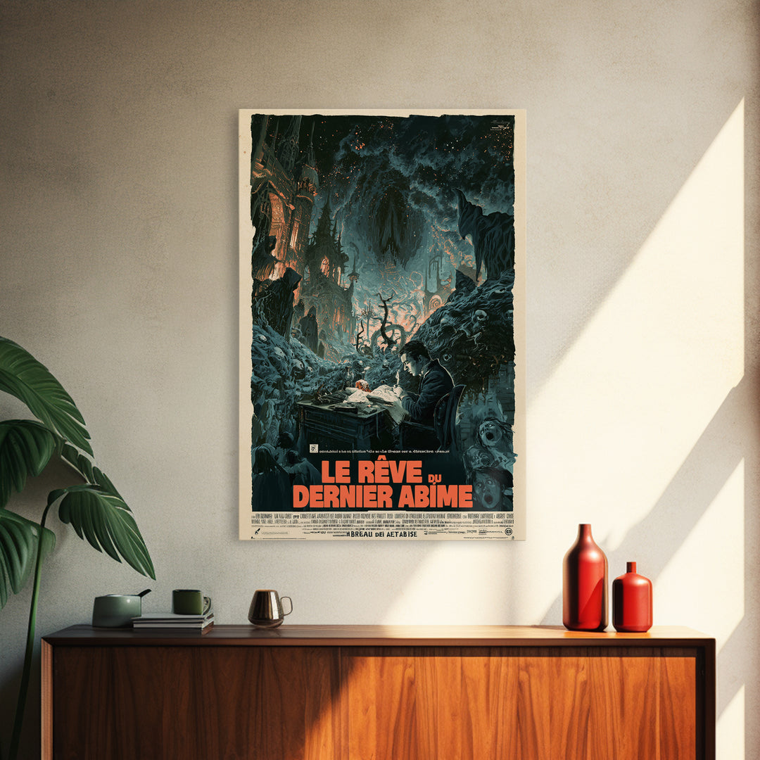 The Dream Of The Last Abyss, French Language Horror Movie Poster, 1960s Horror Art, Lovecraftian Horror Poster, Framed Canvas Print