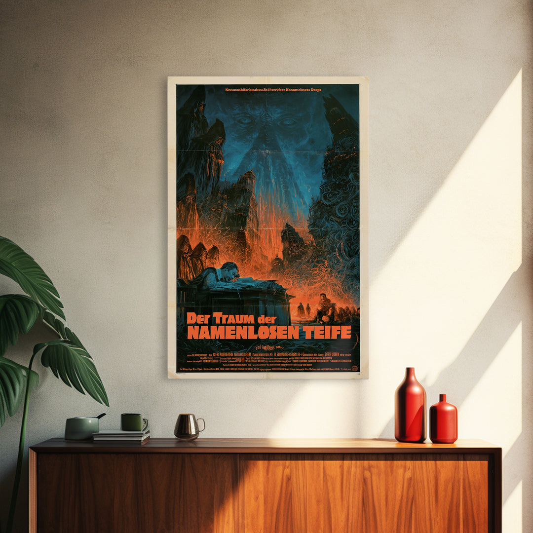 The Dream Of The Nameless Deep, German Language Horror Movie Poster, 1960s Horror Art, Cult Horror Poster, Framed Canvas Print