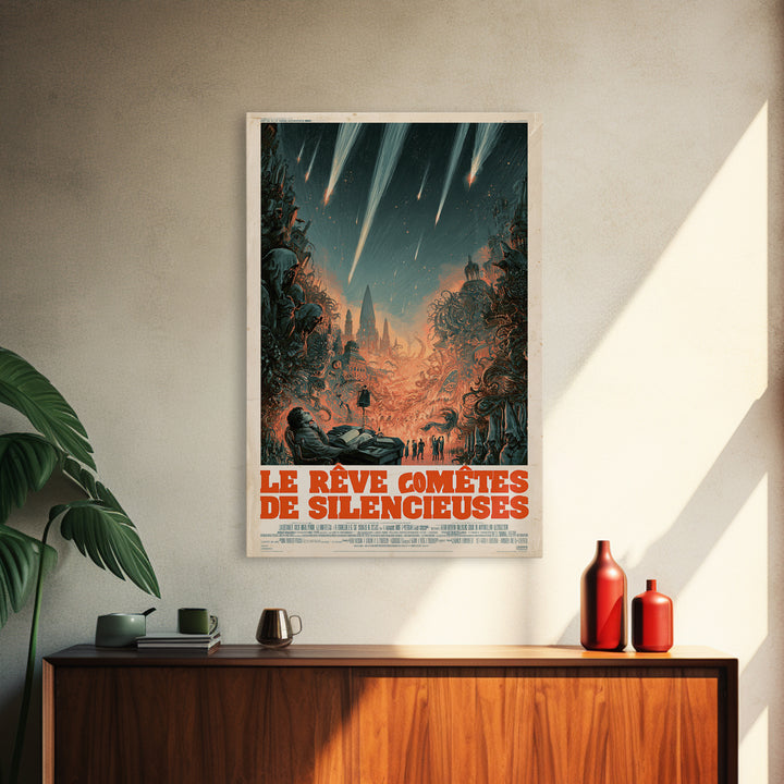 The Dream Of Silent Comets, French Language Horror Movie Poster, 1960s Horror Art, Eldritch Cinema Wall Art, Framed Canvas Print