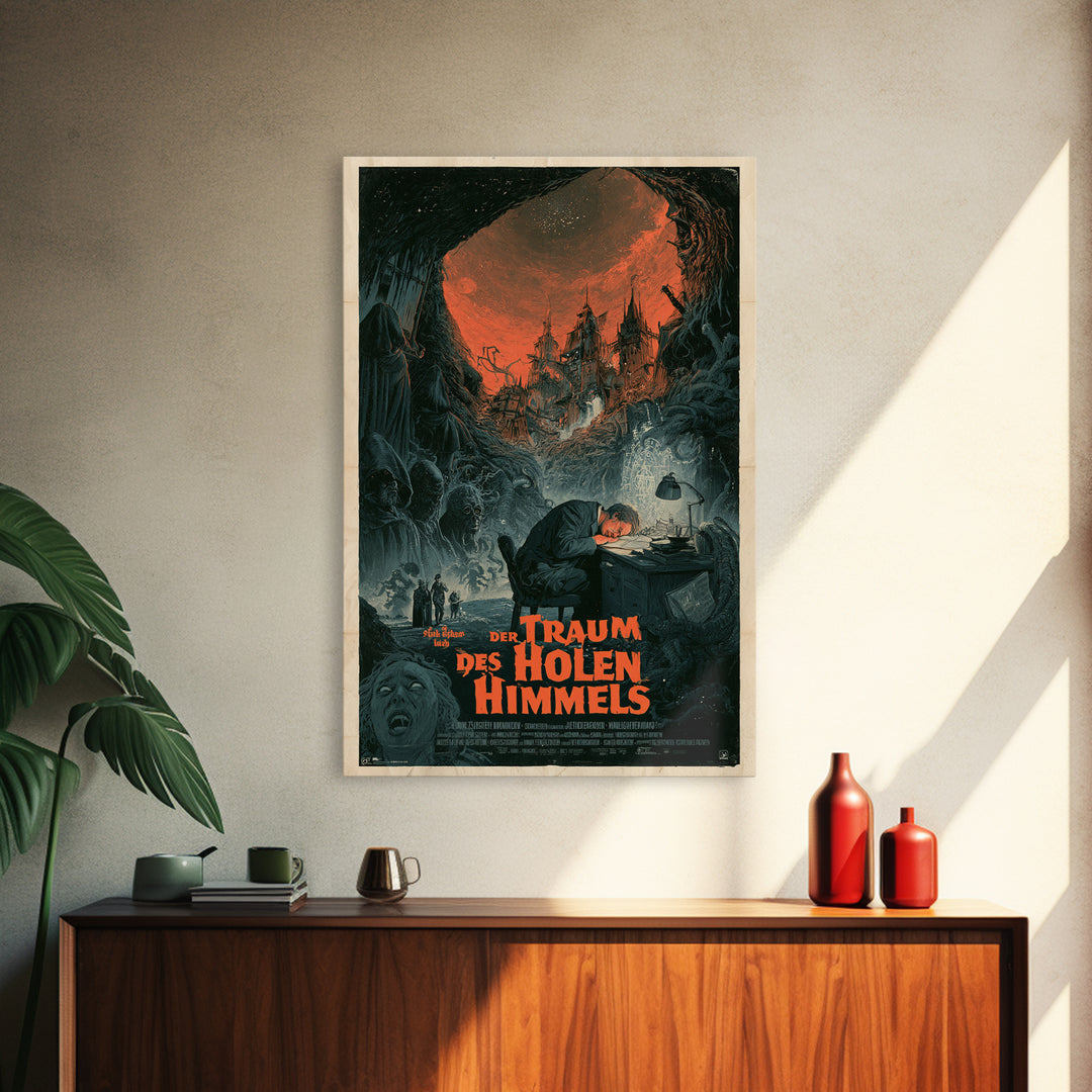 The Dream Of The Hollow Sky, German Language Horror Movie Poster, 1960s Horror Art, Lovecraftian Horror Poster, Framed Canvas Print