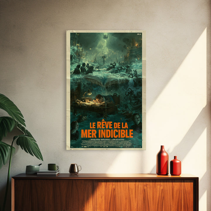 The Dream Of The Eldritch Sea, French Language Horror Movie Poster, 1960s Horror Art, Lovecraftian Horror Poster, Framed Canvas Print
