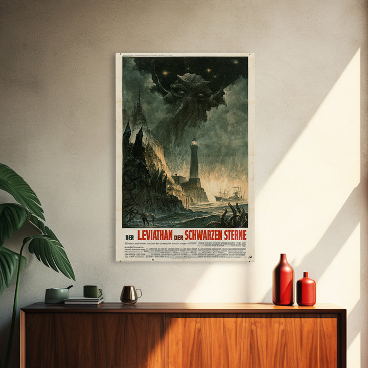 The Leviathan Of Black Stars, German Language Horror Movie Poster, 1960s Horror Art, Cult Horror Poster, Framed Canvas Print