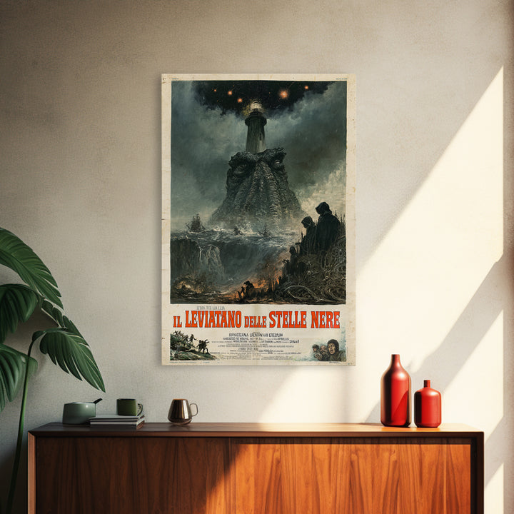 The Leviathan Of Black Stars, Italian Language Horror Movie Poster, 1970s Horror Art, Eldritch Cinema Wall Art, Framed Canvas Print