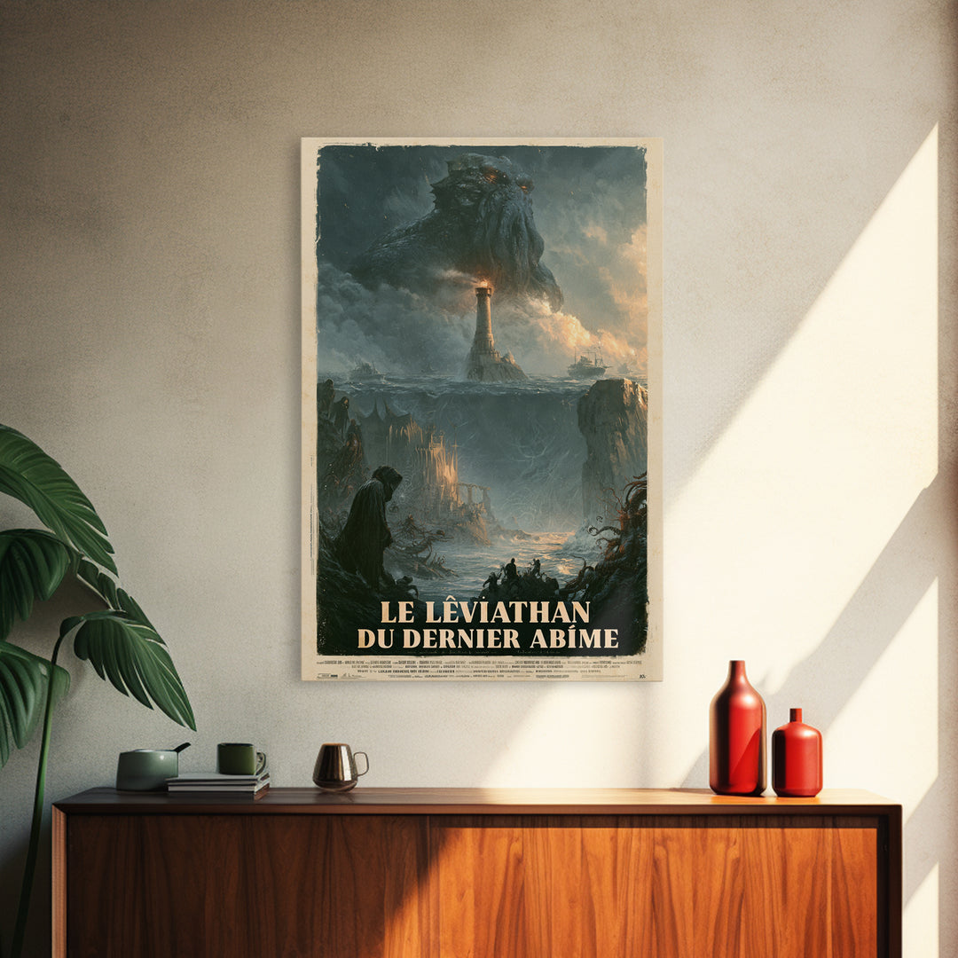 The Leviathan Of The Last Abyss, French Language Horror Movie Poster, 1960s Horror Art, Classic Monster Poster, Canvas Print
