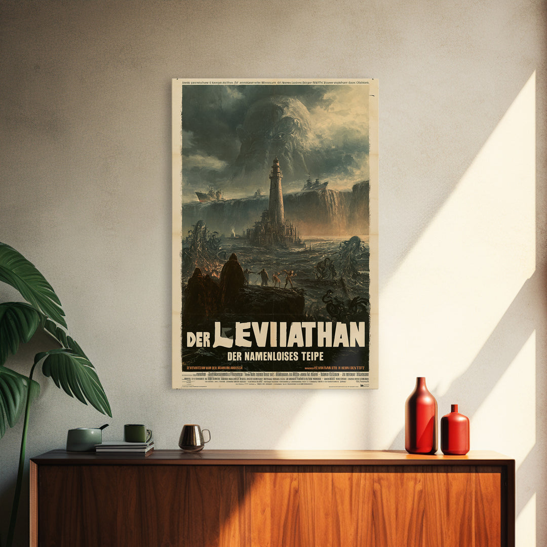 The Leviathan Of The Nameless Deep, German Language Horror Movie Poster, 1960s Horror Art, Cult Horror Poster, Framed Canvas Print