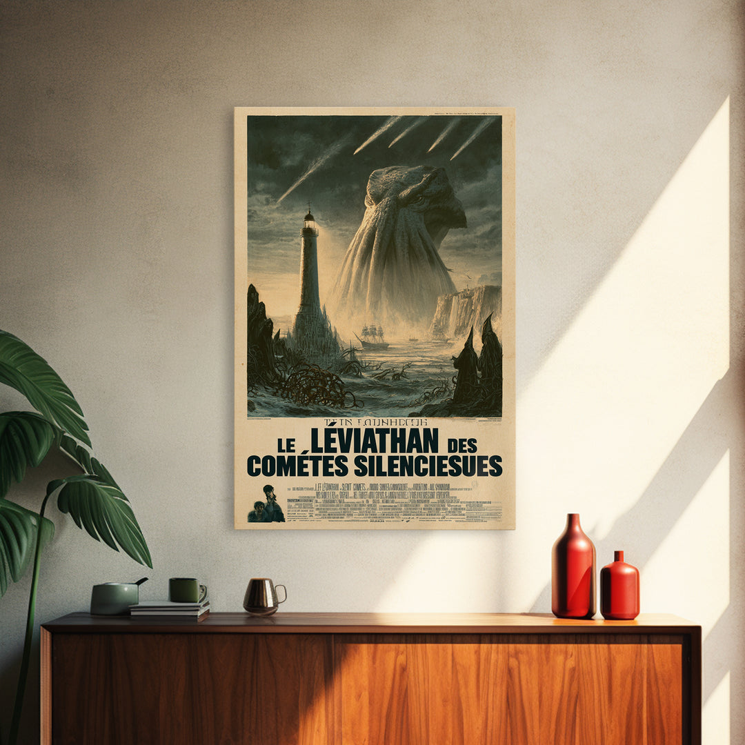 The Leviathan Of Silent Comets, French Language Horror Movie Poster, 1960s Horror Art, Cosmic Horror Movie Art, Canvas Print