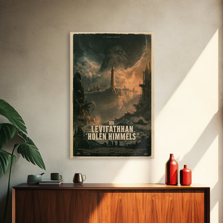 The Leviathan Of The Hollow Sky, German Language Horror Movie Poster, 1960s Horror Art, Gothic Cinema Wall Art, Framed Canvas Print