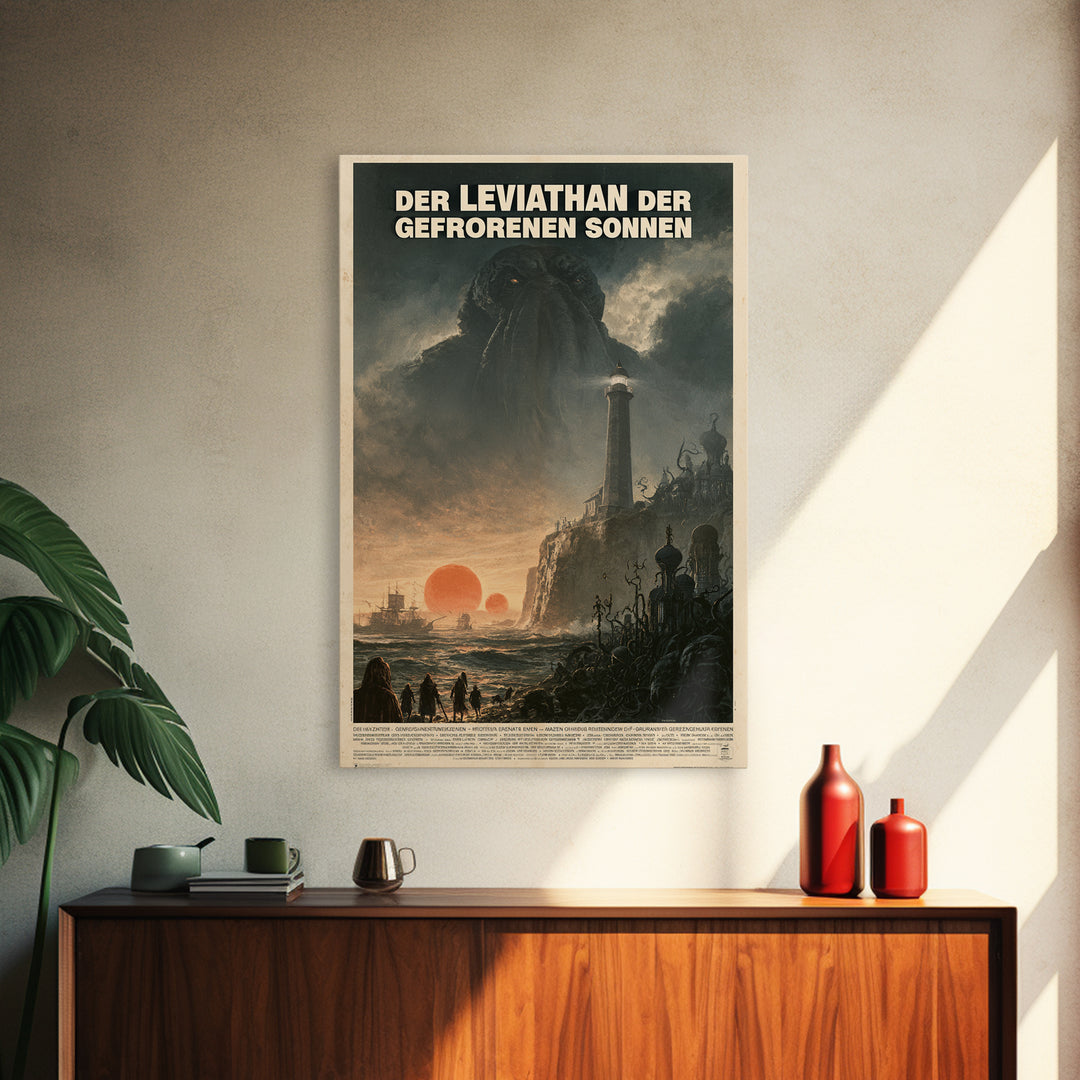 The Leviathan Of Frozen Suns, German Language Horror Movie Poster, 1960s Horror Art, Cult Horror Poster, Framed Canvas Print