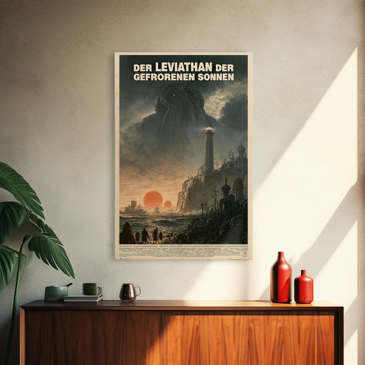 The Leviathan Of Frozen Suns, German Language Horror Movie Poster, 1960s Horror Art, Cult Horror Poster, Framed Canvas Print