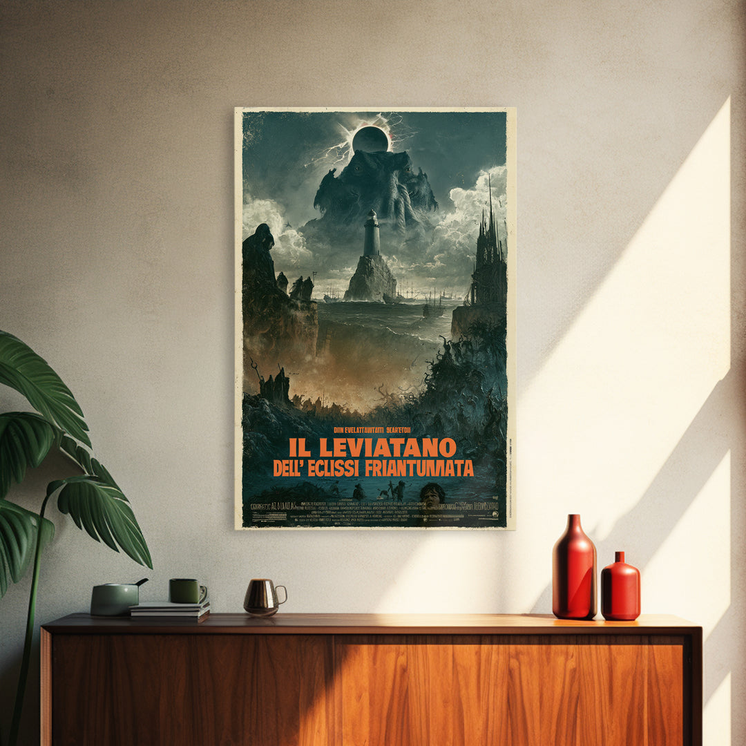The Leviathan Of The Shattered Eclipse, Italian Language Horror Movie Poster, 1970s Horror Art, Classic Monster Poster, Canvas Print