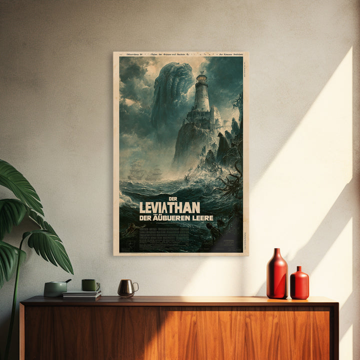 The Leviathan Of The Outer Void, German Language Horror Movie Poster, 1960s Horror Art, Classic Monster Poster, Canvas Print