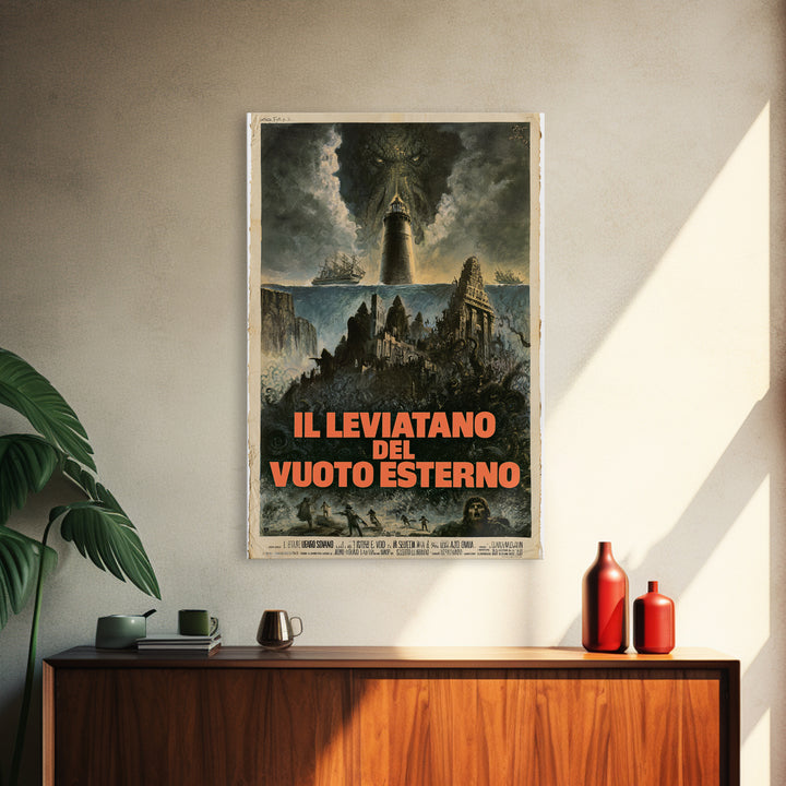 The Leviathan Of The Outer Void, Italian Language Horror Movie Poster, 1970s Horror Art, Gothic Cinema Wall Art, Framed Canvas Print