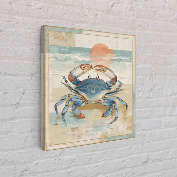 Blue Crab Illustration Canvas Print, Coastal Art, Coastal Decor, Fine Art, Coastal, Fine Art Print, Statement Artwork, COA-1x1-14