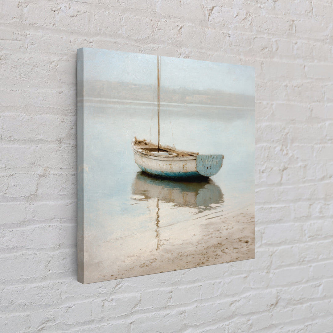 Weathered Sailboat on Calm Morning Water Canvas Print, Coastal Art, Coastal Prints, Coastal Decor, Fine Art, Coastal, COA-1x1-50