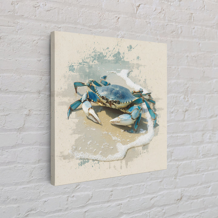 Blue Crab Illustration Framed Canvas Print, Coastal Art, Beach Art, Coastal Decor, Fine Art, Coastal, Room Decor, COA-1x1-62