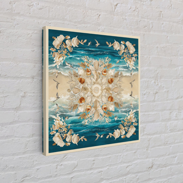 Shell and Coral Specimen Arrangement Framed Canvas Print, Coastal Art, Statement Artwork, Coastal Decor, Fine Art, Coastal, COA-1x1-83