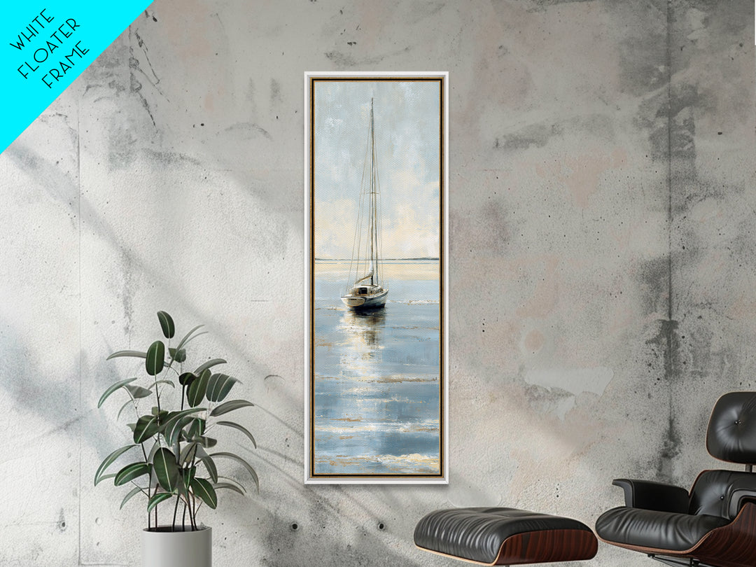 Weathered Sailboat on Calm Morning Water Canvas Print, Coastal Art, Ocean Art, Coastal Decor, Fine Art, Coastal, Art Print, COA-1x3-14