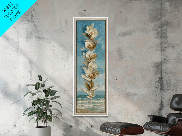 Oyster Shell Study Framed Canvas Print, Coastal Art, Home Decor, Coastal Decor, Abstract Art, Coastal, Wood Art, Nautical Decor, COA-1x3-15
