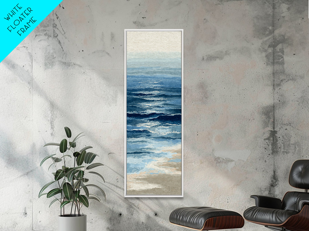 Minimal Wave Line Drawing Framed Canvas Print, Coastal Art, Luxury Decor, Coastal Decor, Fine Art, Coastal, Original Art, COA-1x3-20