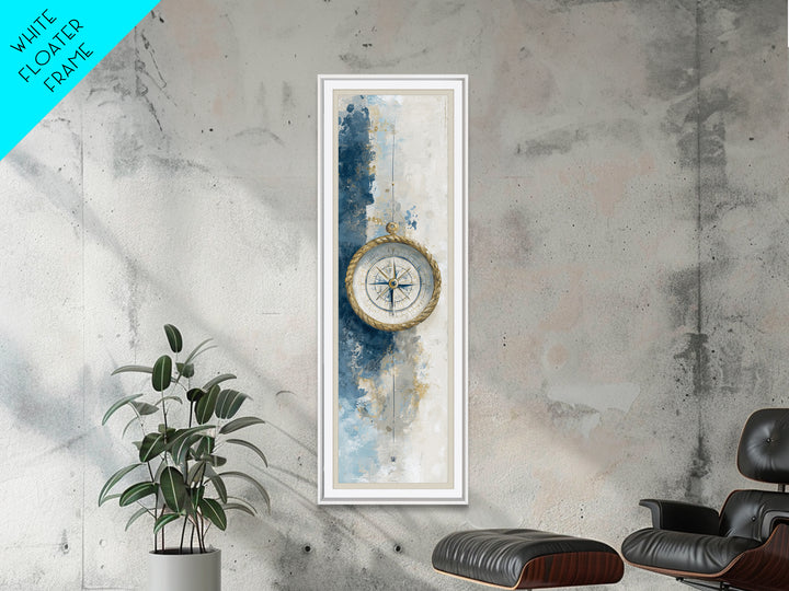 Weathered Nautical Rope and Brass Compass Canvas Print, Coastal Art, Coastal Wall Art, Coastal Decor, Abstract Art, Coastal, COA-1x3-51