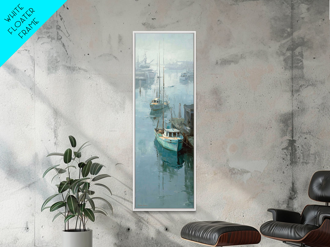 Foggy Harbor with Distant Boats Canvas Print, Coastal Art, Modern Wall Art, Coastal Decor, Fine Art, Coastal, Coastal Prints, COA-1x3-72