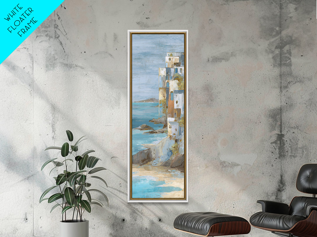 Mediterranean Cove with Cliff Shadows Canvas Print, Coastal Art, Art Print, Coastal Decor, Fine Art, Coastal, Wood Wall Art, COA-1x3-77