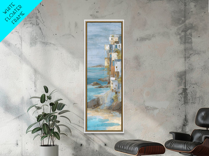 Mediterranean Cove with Cliff Shadows Canvas Print, Coastal Art, Art Print, Coastal Decor, Fine Art, Coastal, Wood Wall Art, COA-1x3-77