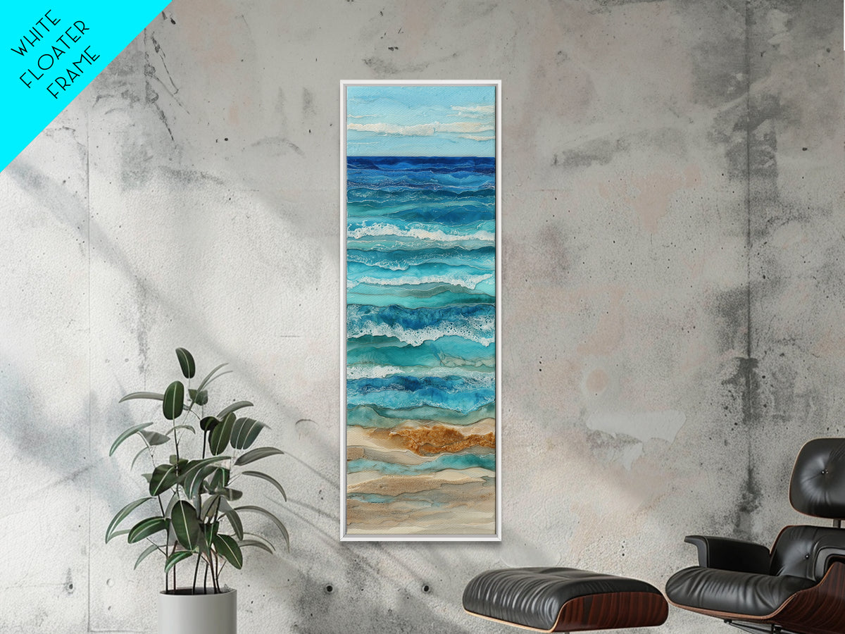 Aerial Sandbar with Turquoise Water Canvas Print, Coastal Art, Landscape Painting, Coastal Decor, Coastal, Modern Decor, COA-1x3-89
