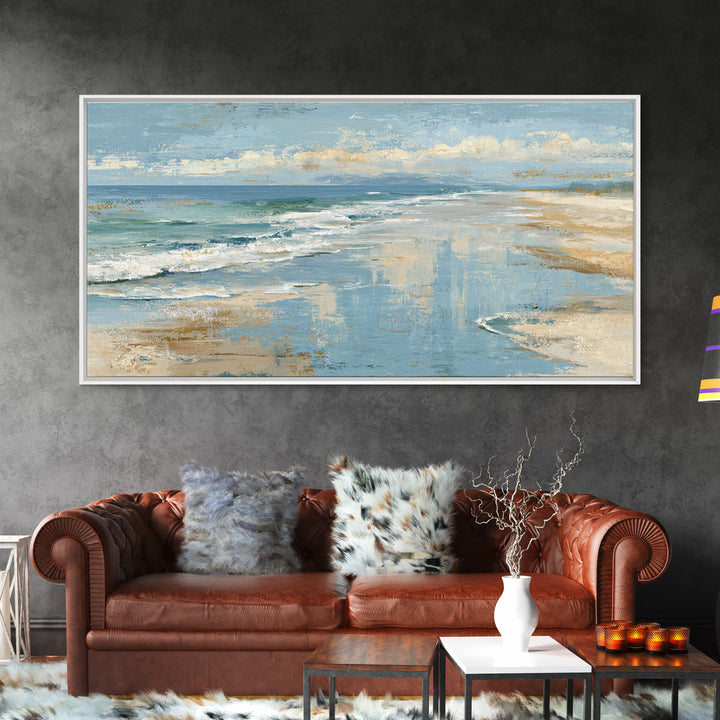 Abstract Seafoam Patterns Framed Canvas Print, Coastal Art, Fine Art Print, Coastal Decor, Abstract Art, Coastal, Wall Decor, COA-2x1-14