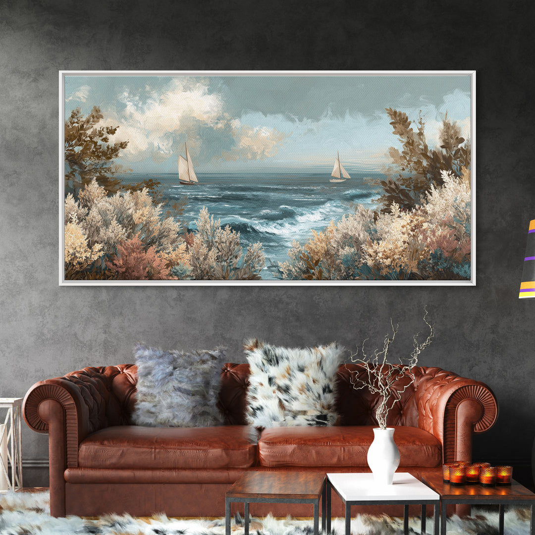 Coastal Botanical Bouquet Canvas Print, Coastal Art, Contemporary Art, Coastal Decor, Fine Art, Coastal, Modern Wall Art, COA-2x1-17