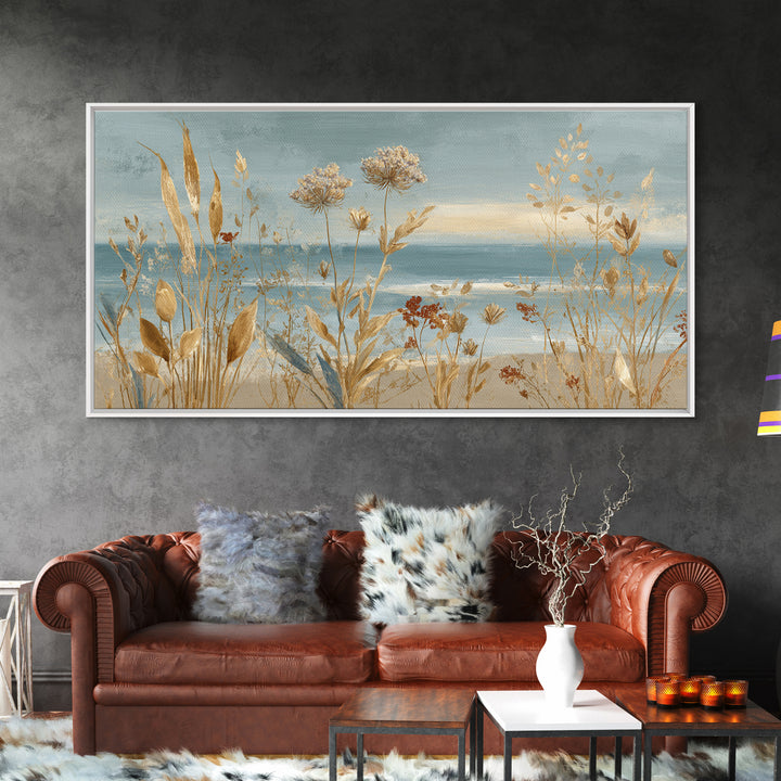 Coastal Botanical Bouquet Canvas Print, Coastal Art, Watercolor Painting, Coastal Decor, Oil Painting, Coastal, COA-2x1-89