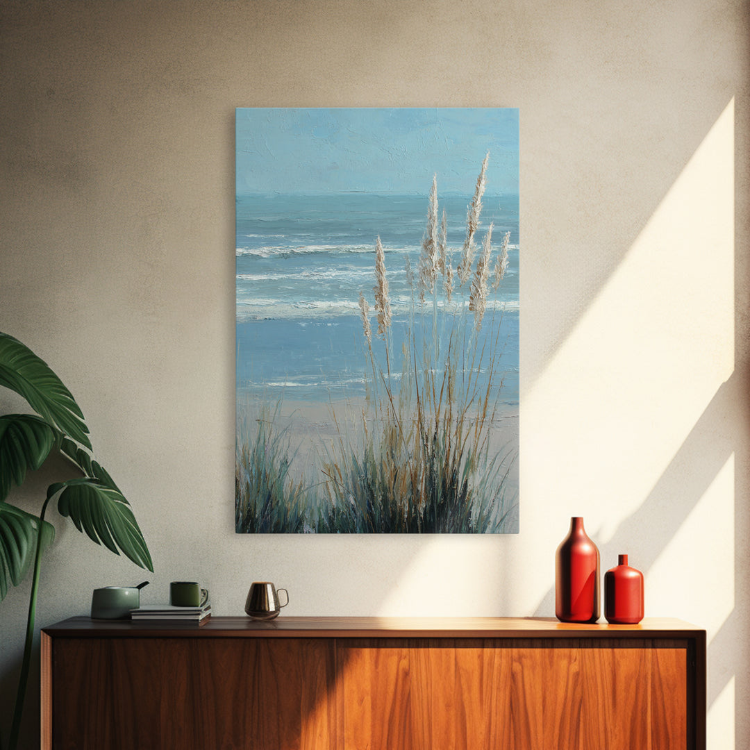 Coastal Grasses Moving Framed Canvas Print, Coastal Art, Wall Art, Coastal Decor, Fine Art, Coastal, Bird Art, Wood Art, COA-2x3-60