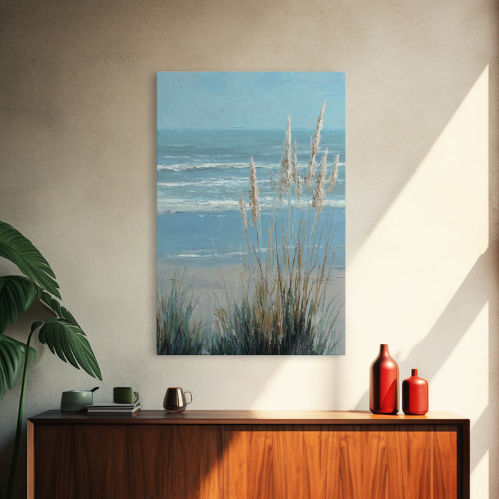 Coastal Grasses Moving Framed Canvas Print, Coastal Art, Wall Art, Coastal Decor, Fine Art, Coastal, Bird Art, Wood Art, COA-2x3-60