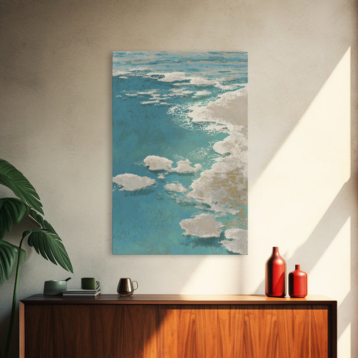 Abstract Seafoam Patterns Framed Canvas Print, Coastal Art, Prints, Coastal Decor, Abstract Art, Coastal, Coastal Wall Art, COA-2x3-74