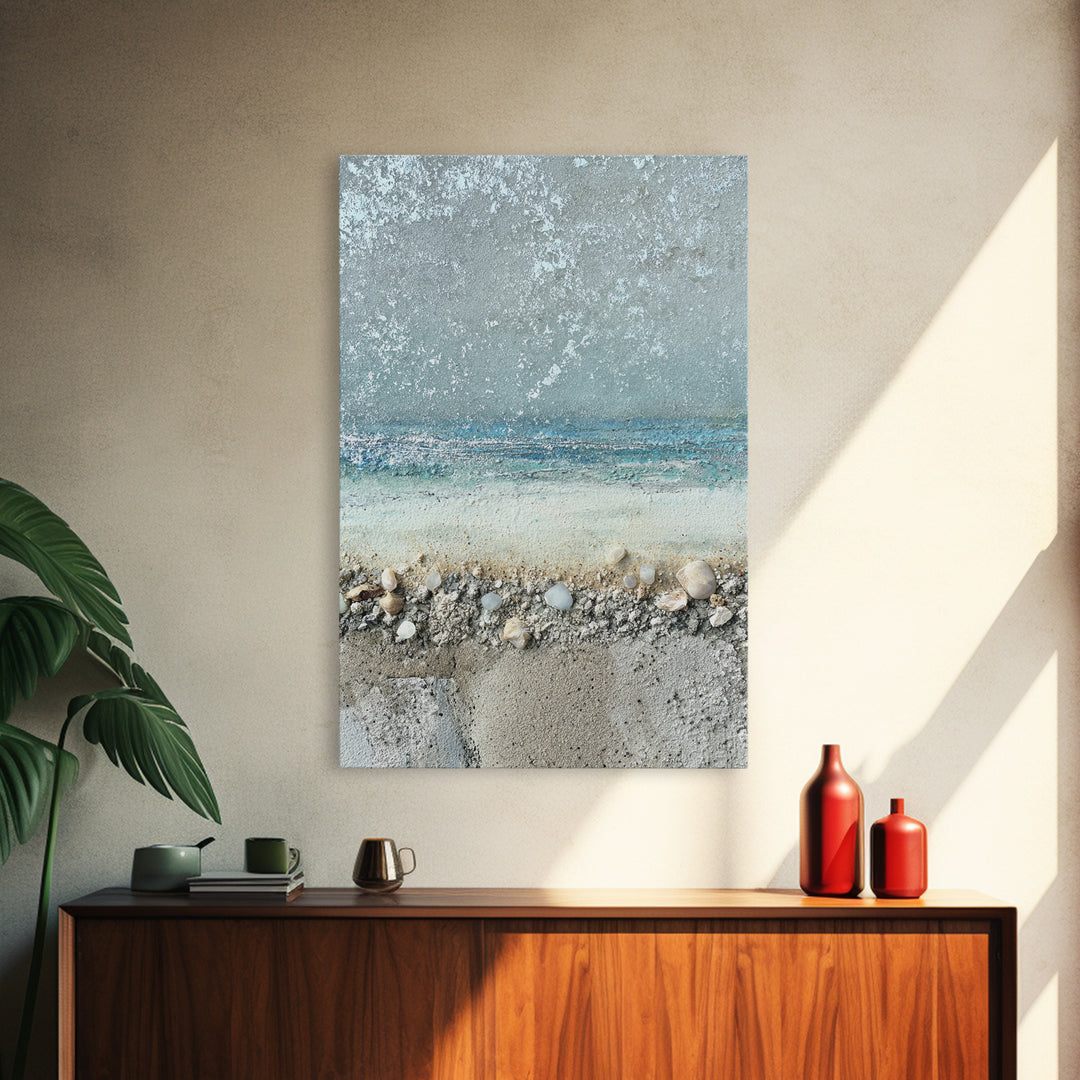Moonlit Ocean with Silver Surf Framed Canvas Print, Coastal Art, Printable Wall Art, Coastal Decor, Fine Art, Coastal, COA-2x3-78