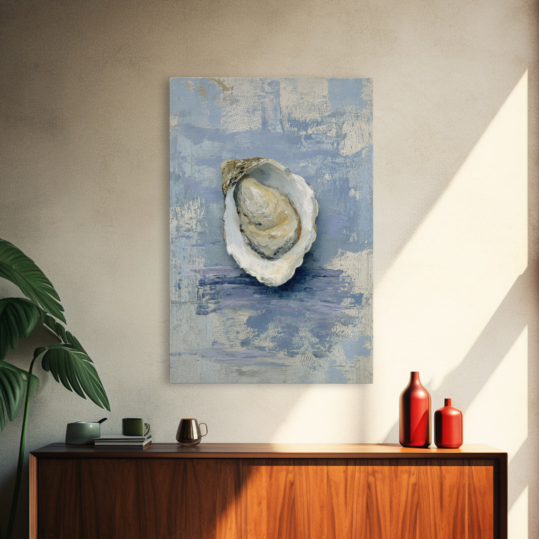 Oyster Shell Study Framed Canvas Print, Coastal Art, Nautical Decor, Coastal Decor, Abstract Art, Coastal, Beach Art, COA-2x3-83