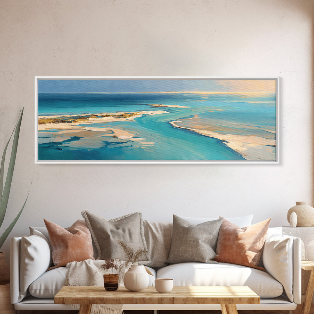 Aerial Sandbar with Turquoise Water Canvas Print, Coastal Art, Blue Wall Art, Coastal Decor, Fine Art, Coastal, Gallery Decor, COA-3x1-21