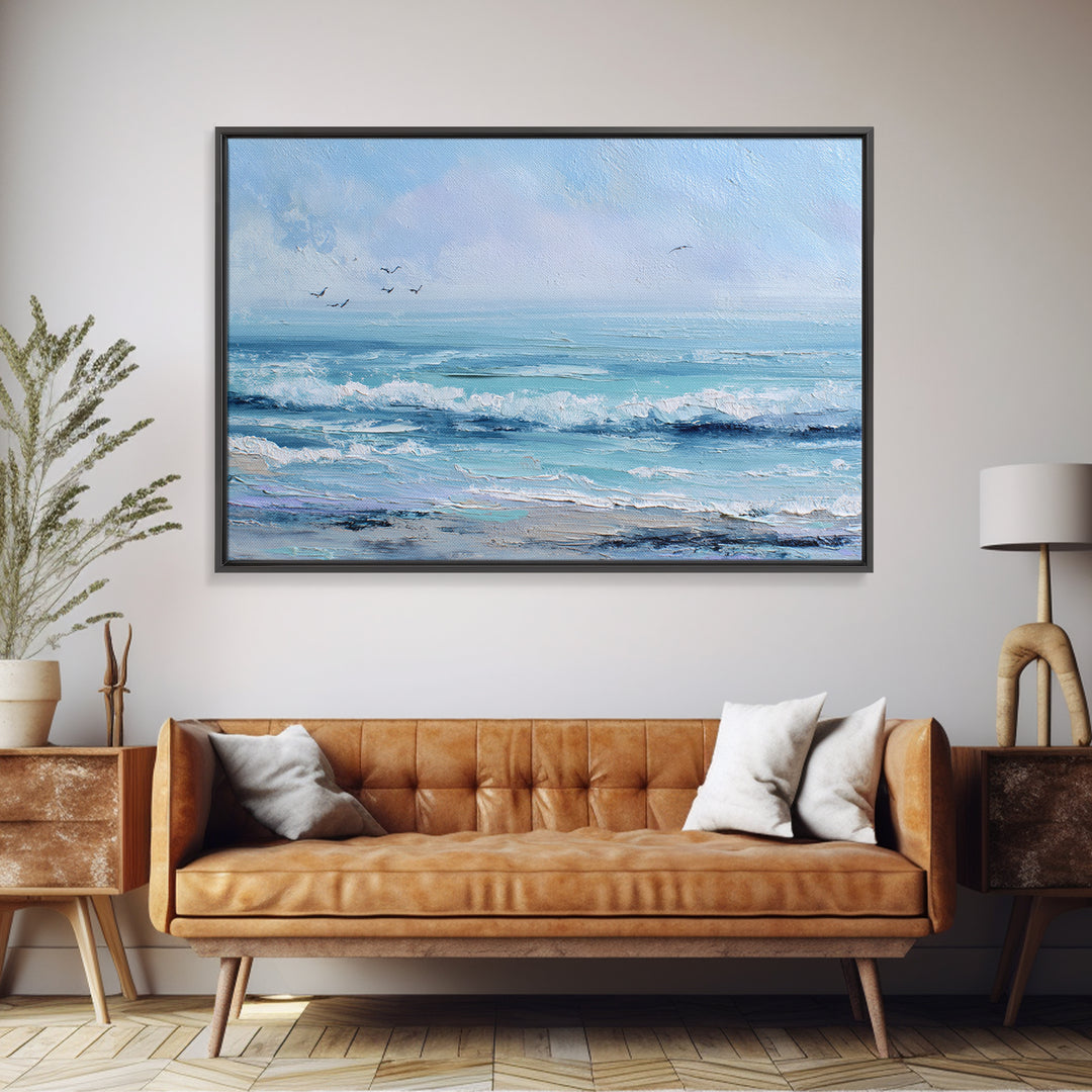 Soft Blue Ocean Horizon Canvas Print, Coastal Art, Living Room Art, Coastal Decor, Fine Art, Coastal, Luxury Decor, Art Print, COA-3x2-29